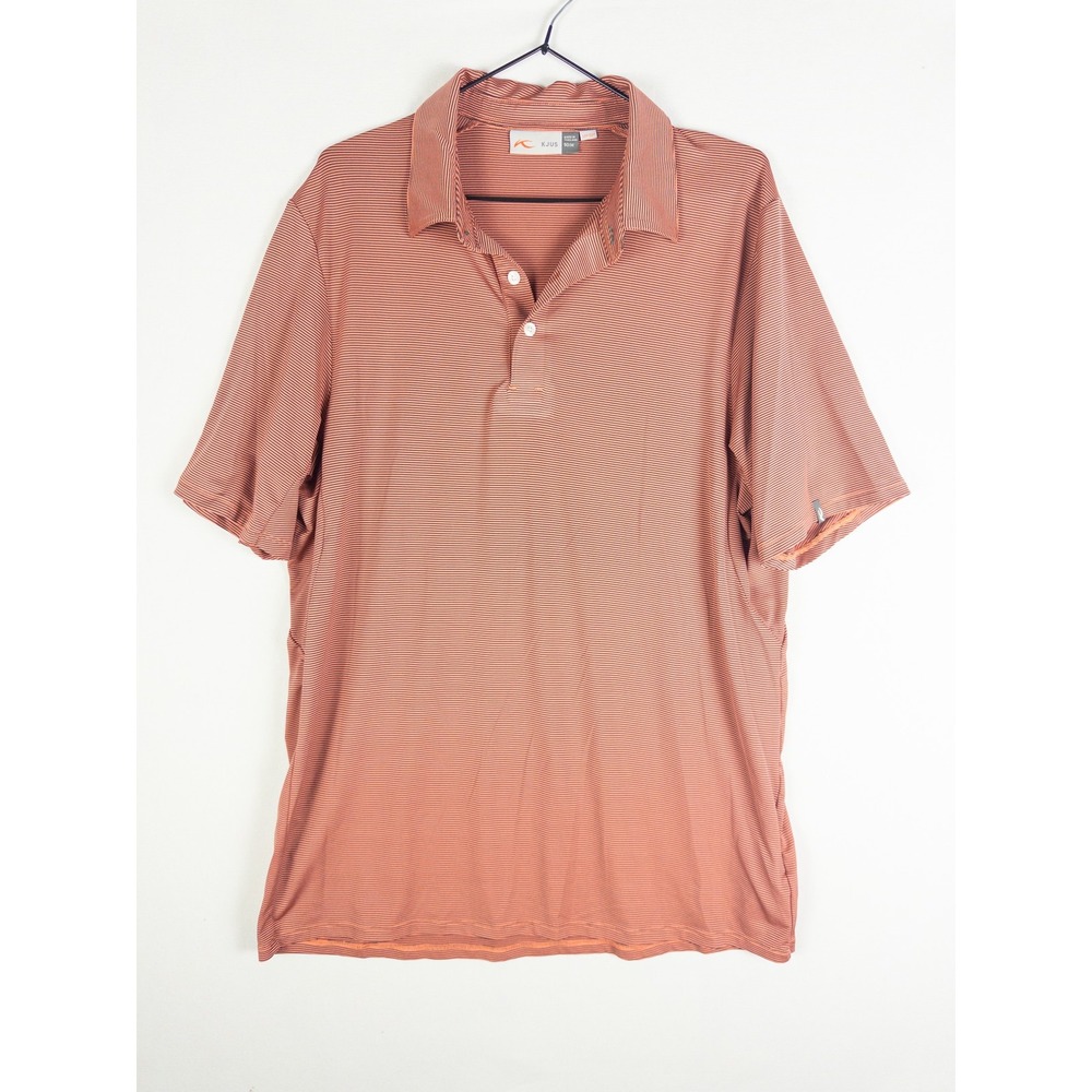 KJUS Soren Striped Golf Polo Mens M Orange UPF 50+ Performance Country Club Tour